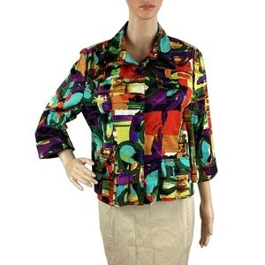 Toni Morgan Abstract Print Jacket Multicolor Cotton Petite Large
